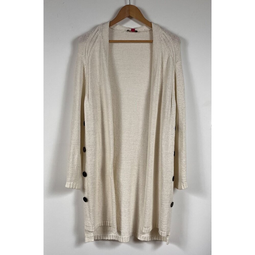 Vince Camuto Womens White Long Open Front Cardigan Sweater Size Medium